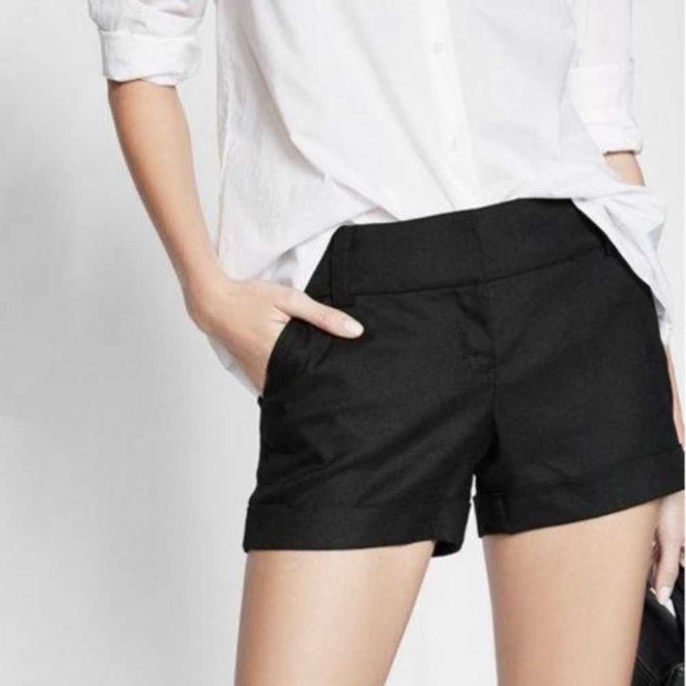 Express Black Satin Shorts - 10